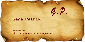 Gara Patrik névjegykártya